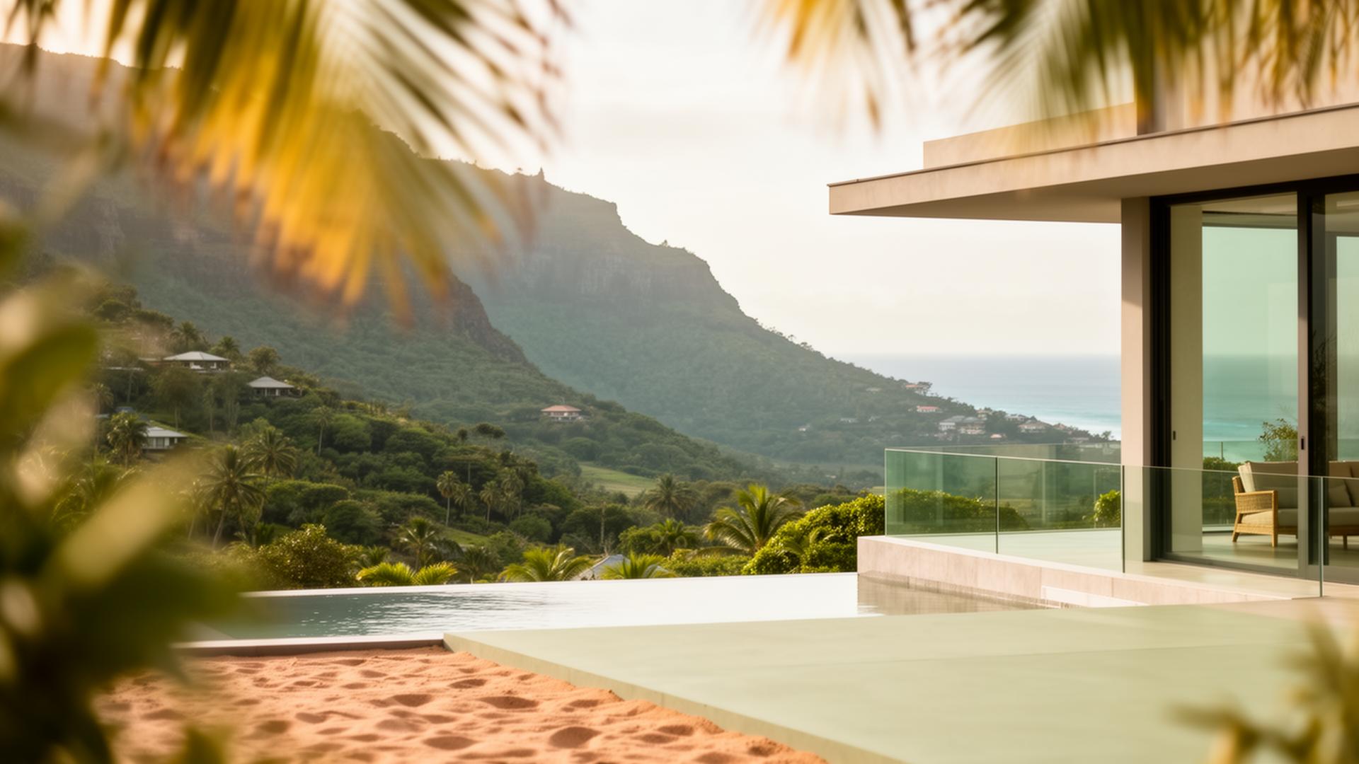 Vue tropicale d'une villa dans le Sud-Ouest de La Réunion