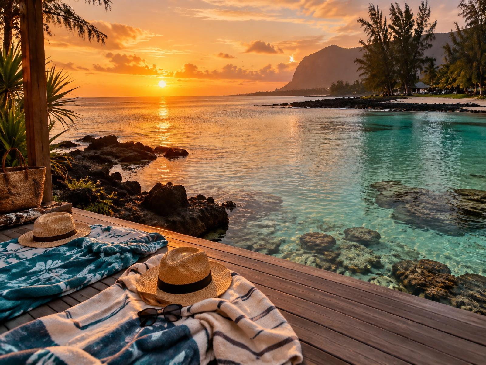 Coucher de soleil sur le lagon de La Réunion